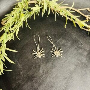 Silver Spider Dangle Earrings‎ | Witchy Mystical Jewelry | Protection Weaver